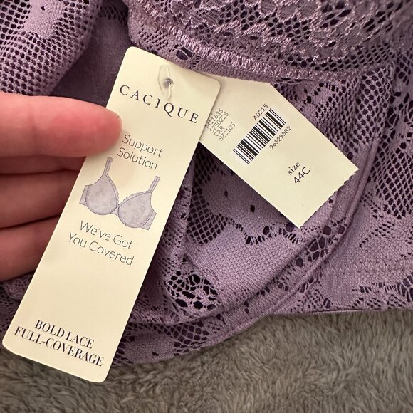 NWT Cacique Bold Lace Full Cover Underwire Bra 44C Purple - Picture 2 of 4